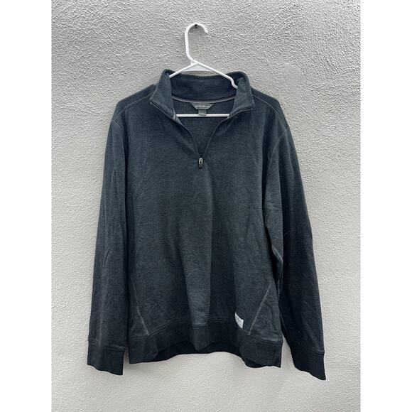 Eddie Bauer Mens Sweater Size Medium Gray Everyday 1/4 Zip Fleece - Picture 1 of 11